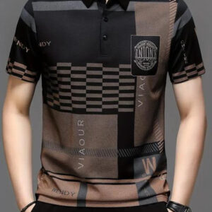 CHHOTE NAWAB Men's Typography Regular Polo Black Tshirts